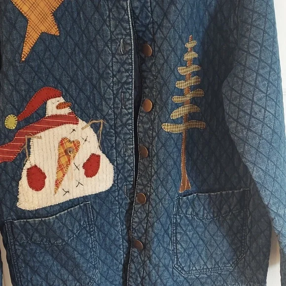 Haiks Denim Jacket Size L Christmas Vintage look. - Picture 5 of 14